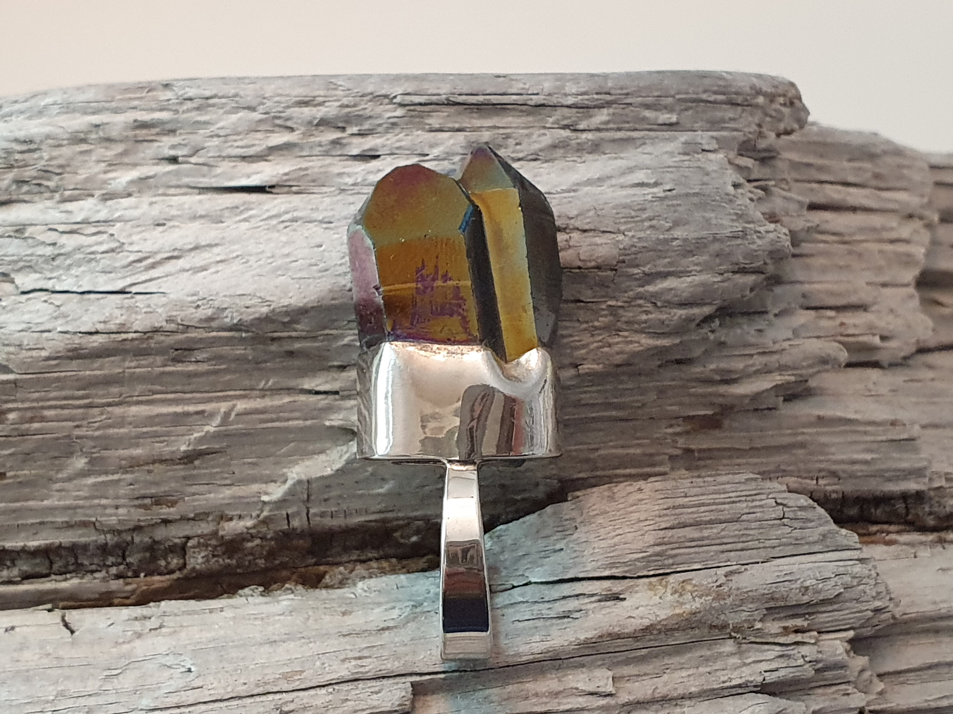 Titaniumpläterad bergkristall ring stlk 16,5, 925-silver  - 4