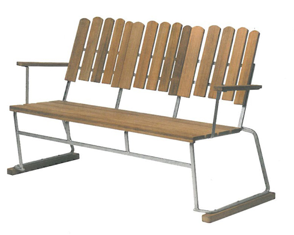 Parksoffa Grythyttan 6  Obehadlad Teak 140cm