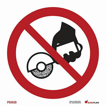 Prohibition sign (PSS) "Do not use with hand-held grinding machine"