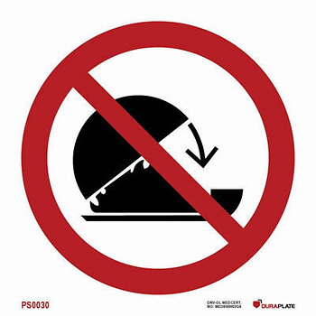 Prohibition sign (PSS) "Do not use without guard"