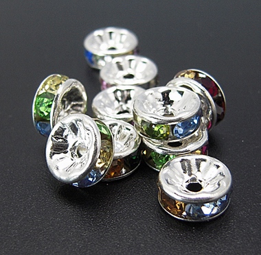 strass rondelle  Silver 8 mm,  multi