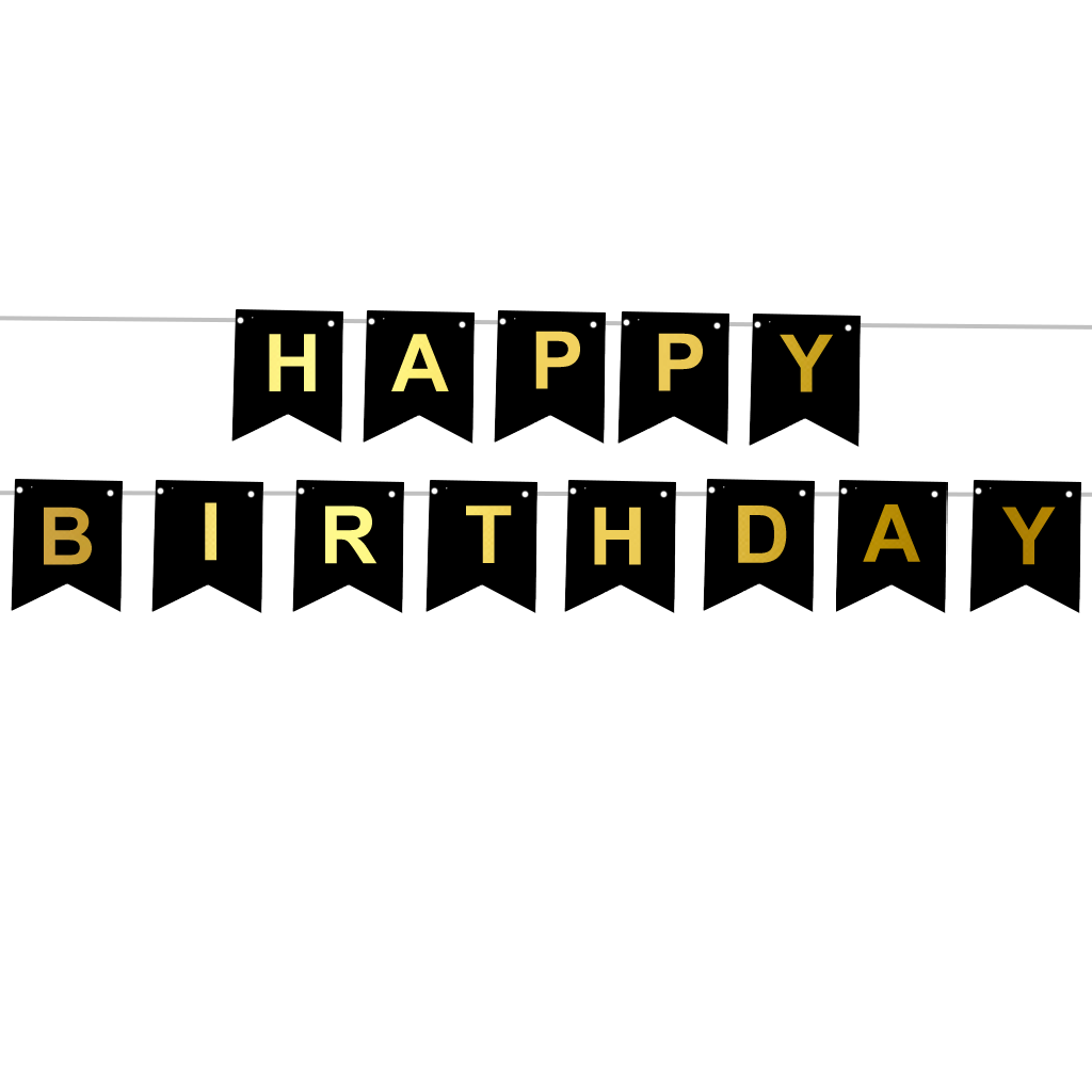 Vimpel XL | Happy birthday | Svart
