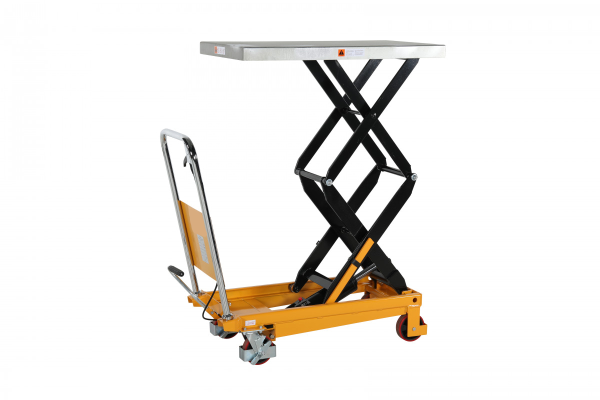 Mobilt lyftbord med fotpump dubbelsax, Maxlast: 350 kg / Lyfthöjd: 350-1300 mm / Bordsmått: 910x500mm  - 6
