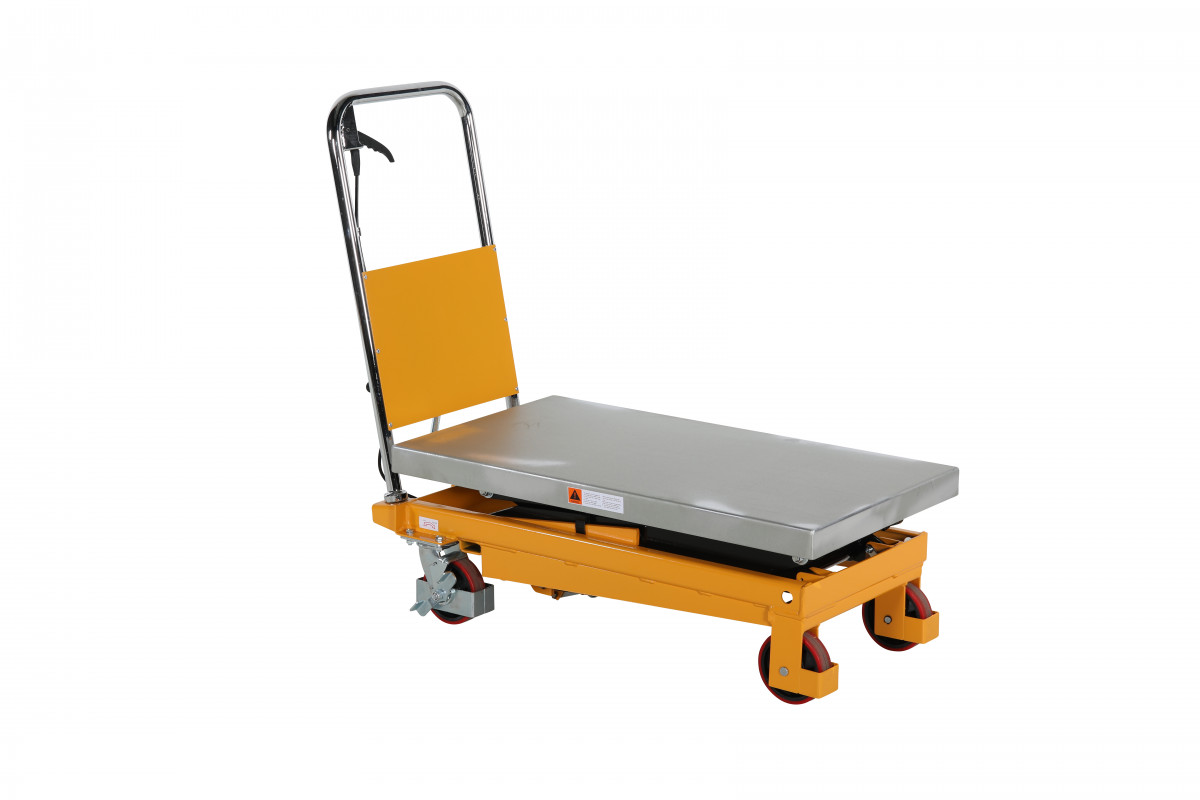 Mobilt lyftbord med fotpump dubbelsax, Maxlast: 350 kg / Lyfthöjd: 350-1300 mm / Bordsmått: 910x500mm  - 3