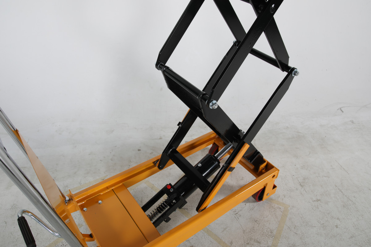 Mobilt lyftbord med fotpump dubbelsax, Maxlast: 350 kg / Lyfthöjd: 350-1300 mm / Bordsmått: 910x500mm  - 7