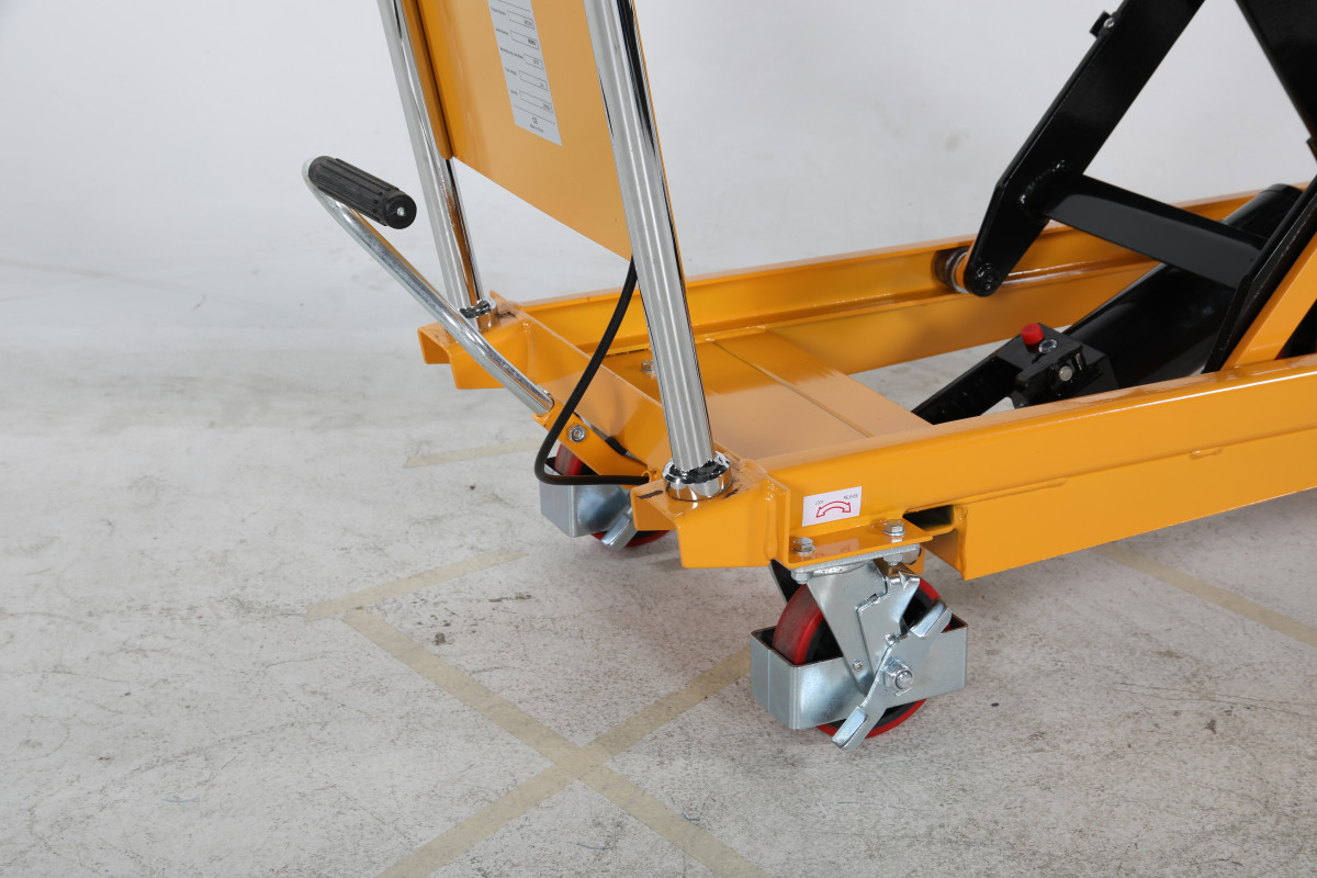 Mobilt lyftbord med fotpump dubbelsax, Maxlast: 350 kg / Lyfthöjd: 350-1300 mm / Bordsmått: 910x500mm  - 9