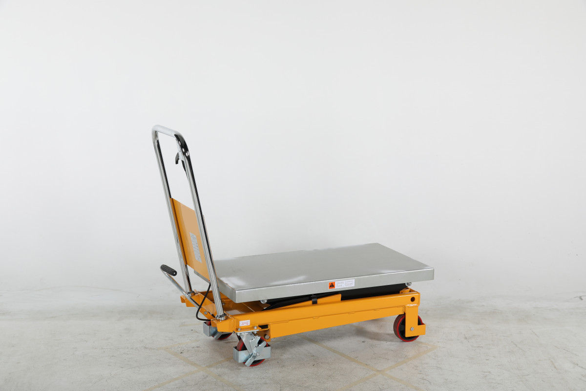 Mobilt lyftbord med fotpump dubbelsax, Maxlast: 350 kg / Lyfthöjd: 350-1300 mm / Bordsmått: 910x500mm  - 8