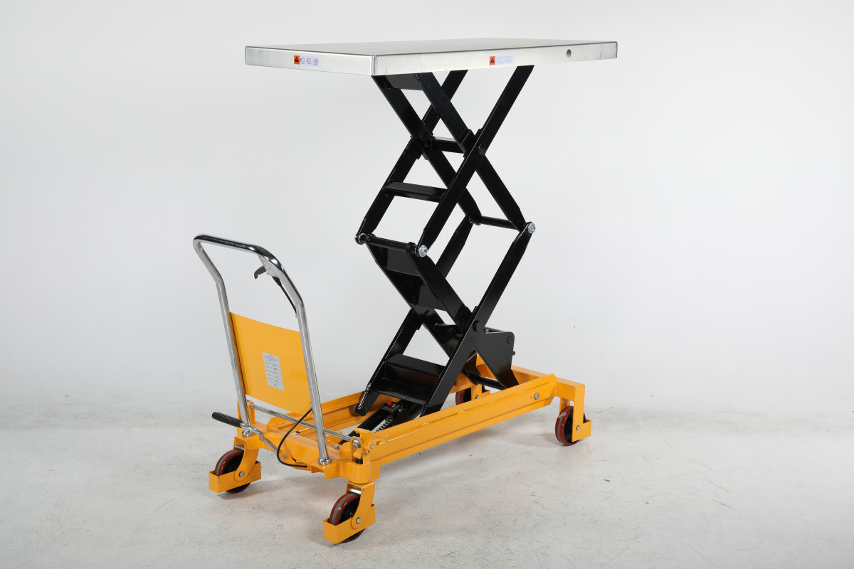 Mobilt lyftbord med fotpump dubbelsax, Maxlast: 800 kg / Lyfthöjd: 475-1500 mm / Bordsyta: 1220x610mm  - 5