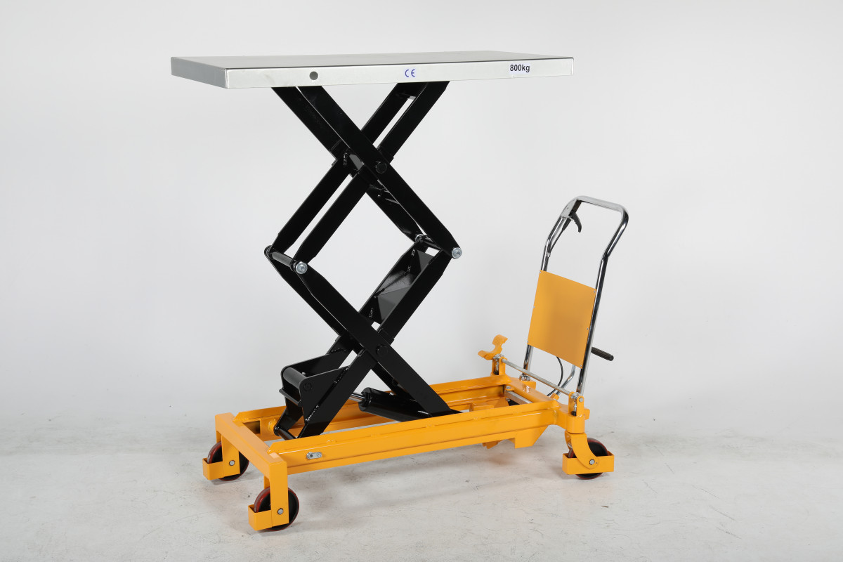 Mobilt lyftbord med fotpump dubbelsax, Maxlast: 800 kg / Lyfthöjd: 475-1500 mm / Bordsyta: 1220x610mm  - 3