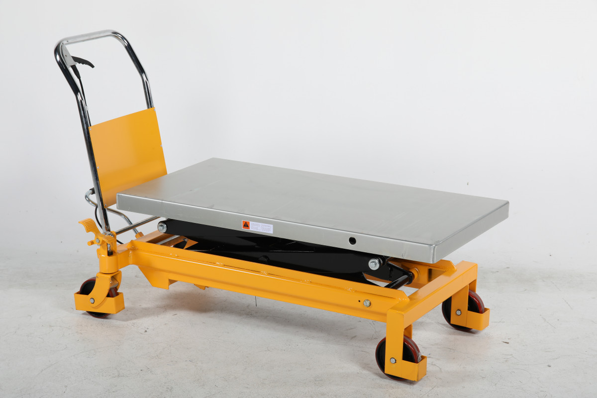 Mobilt lyftbord med fotpump dubbelsax, Maxlast: 800 kg / Lyfthöjd: 475-1500 mm / Bordsyta: 1220x610mm  - 9