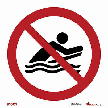 Förbudsskylt (PSS) "Bodyboarding förbjudet"