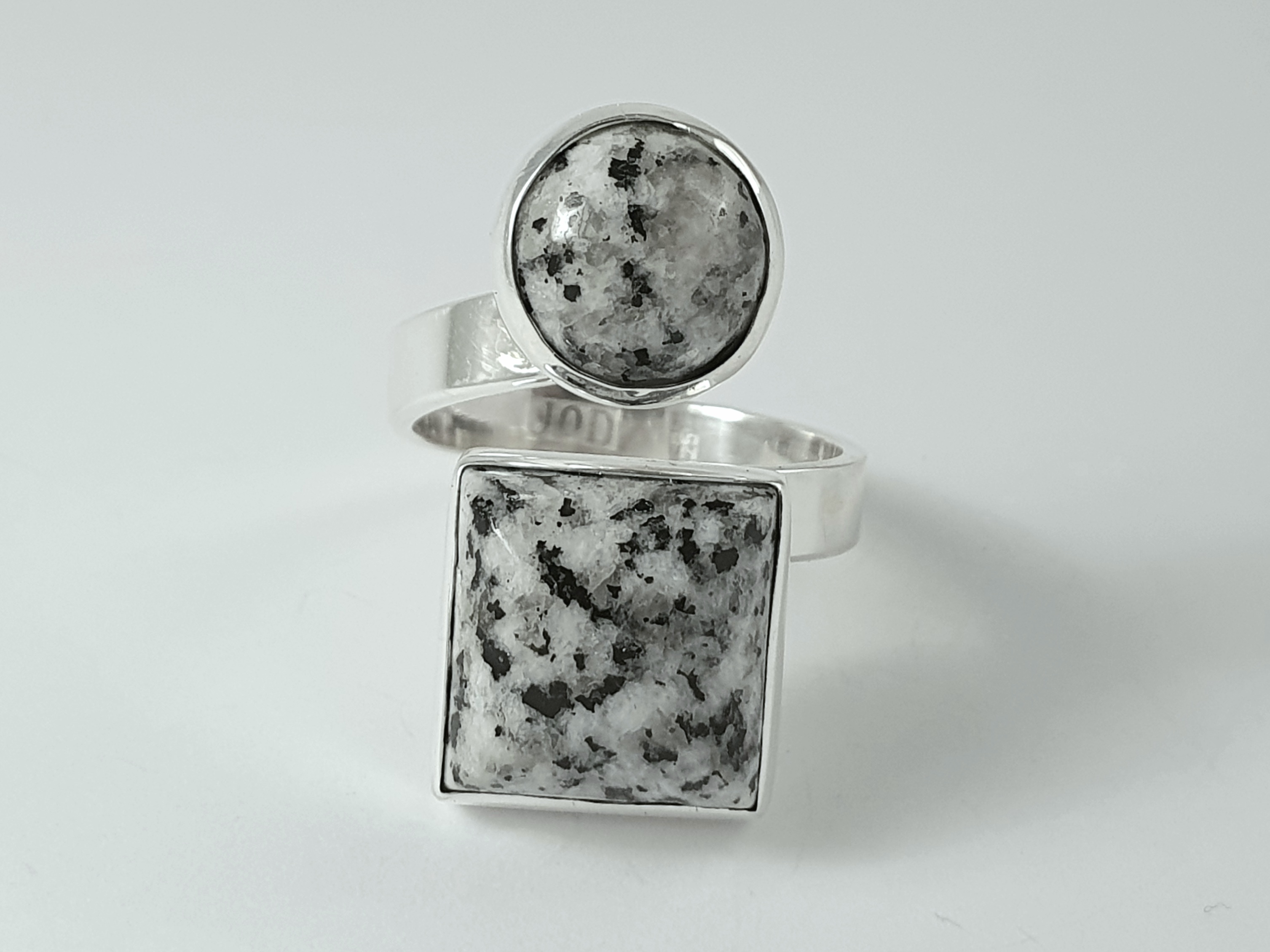 Ring granit kvadrat 12mm + rund 10mm 925-silver JOD - 2