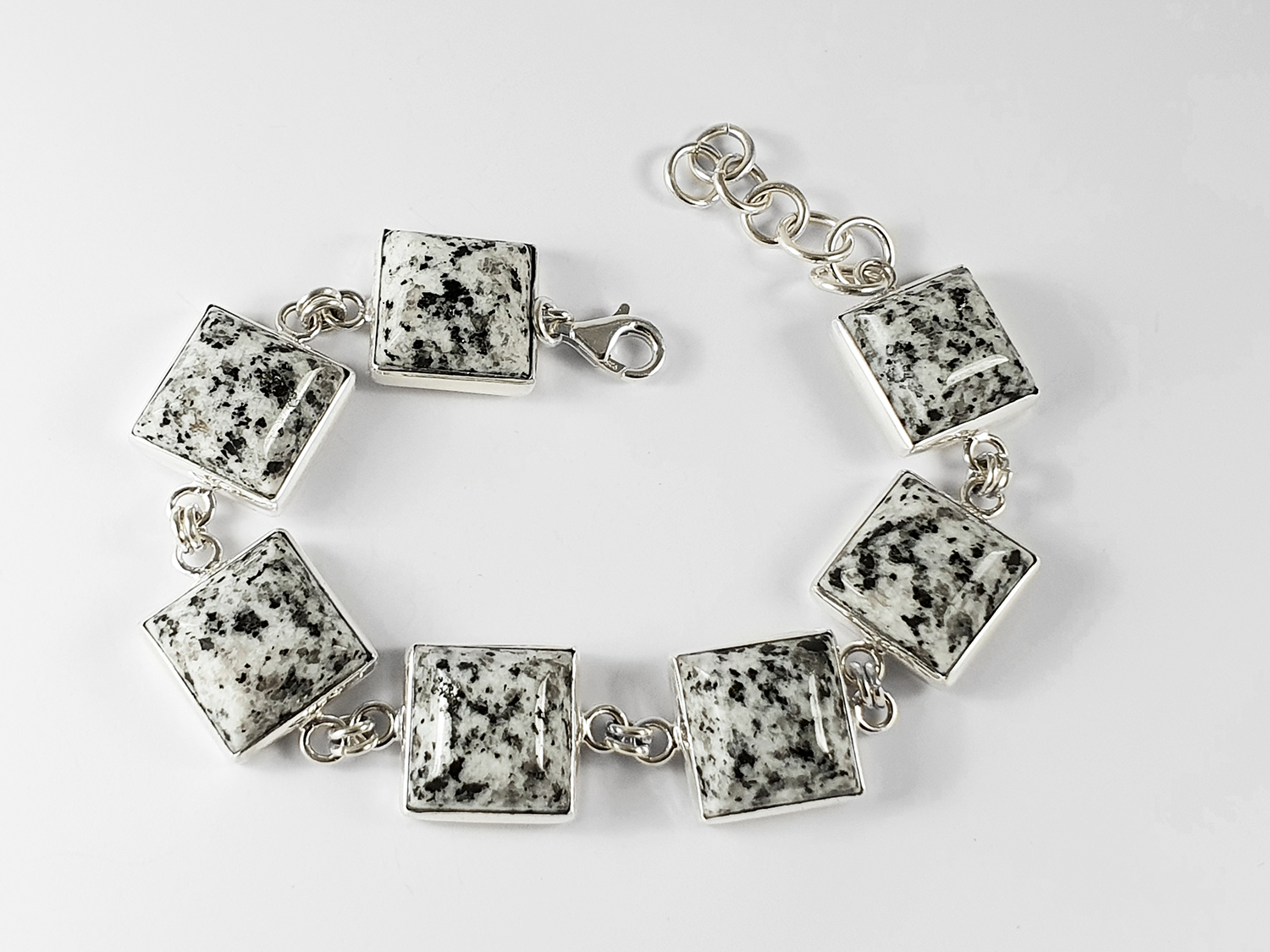 Granit kvadrat armband välvd 14mm 925-silver JOD