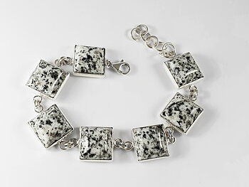 Granit kvadrat armband välvd 14mm 925-silver JOD