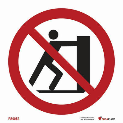 Prohibition sign (PSS) "No pushing"