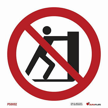 Prohibition sign (PSS) "No pushing"