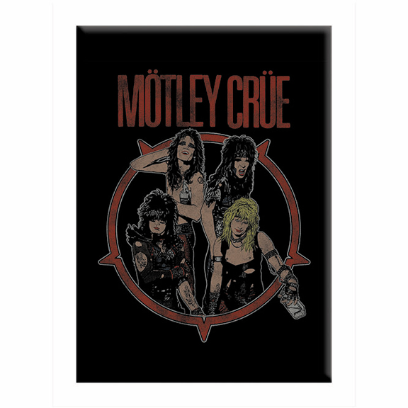 Motley Crue Group In Circle Metal Magnet