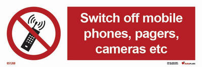 Förbudsskylt (PSS) "Switch off mobile phones, pagers, cameras etc" - IMPA 33.8570