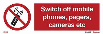 Förbudsskylt (PSS) "Switch off mobile phones, pagers, cameras etc" - IMPA 33.8570