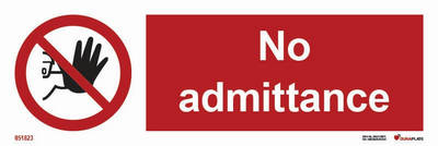 Prohibition sign (PSS) "No admittance" - IMPA 33.8549