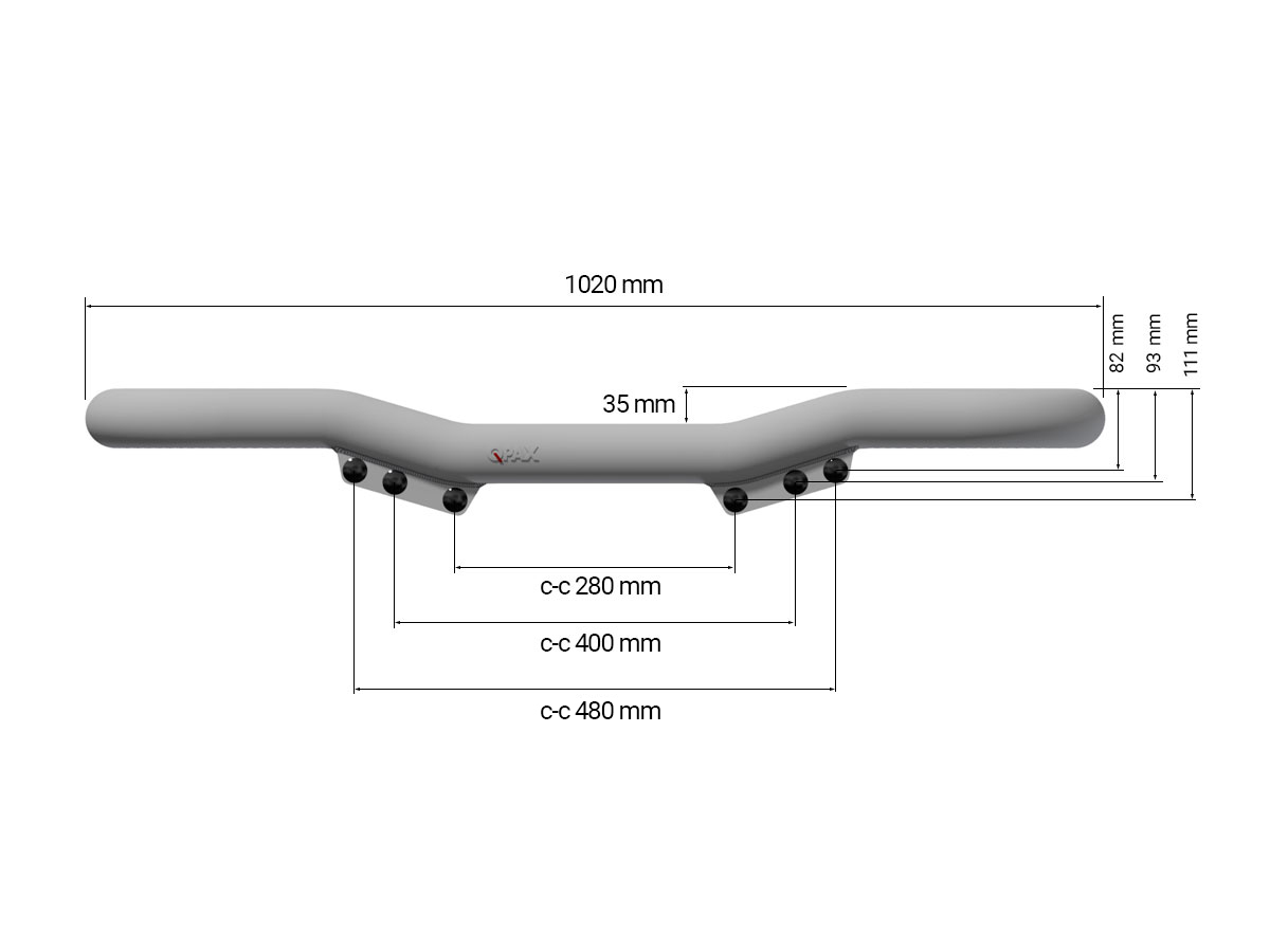 Q-LIGHT E63-1 frontbar  for 4pcs auxiliary lights. Design 1020mm with premium mounting kit - 2