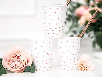 Pappersmuggar | 6-pack | Vita med roséprickar - 1