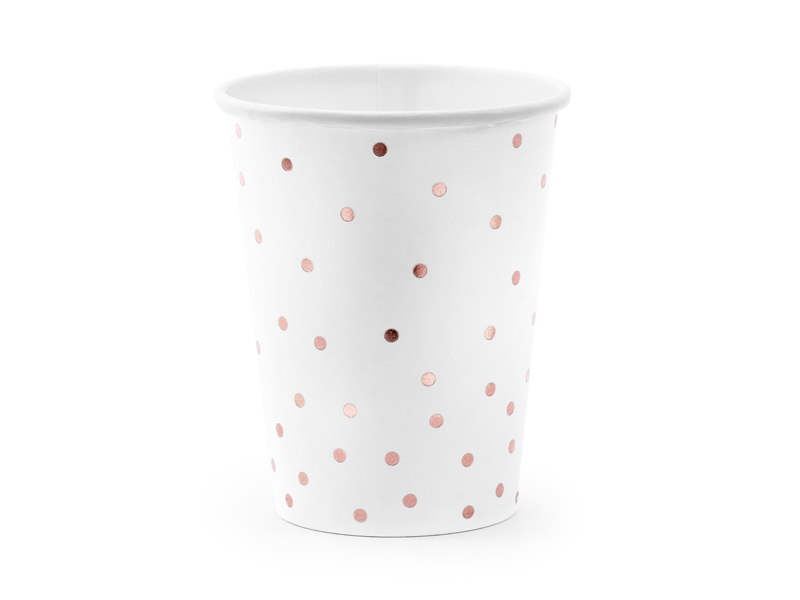 Pappersmuggar | 6-pack | Vita med roséprickar