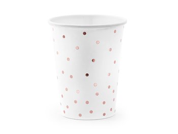 Pappersmuggar | 6-pack | Vita med roséprickar