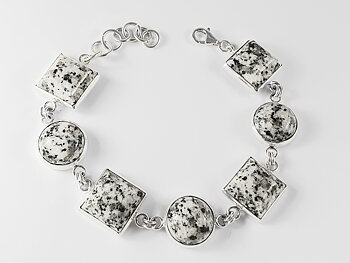 Granit armband kvadrat välvd och rund 14mm 925-silver 
