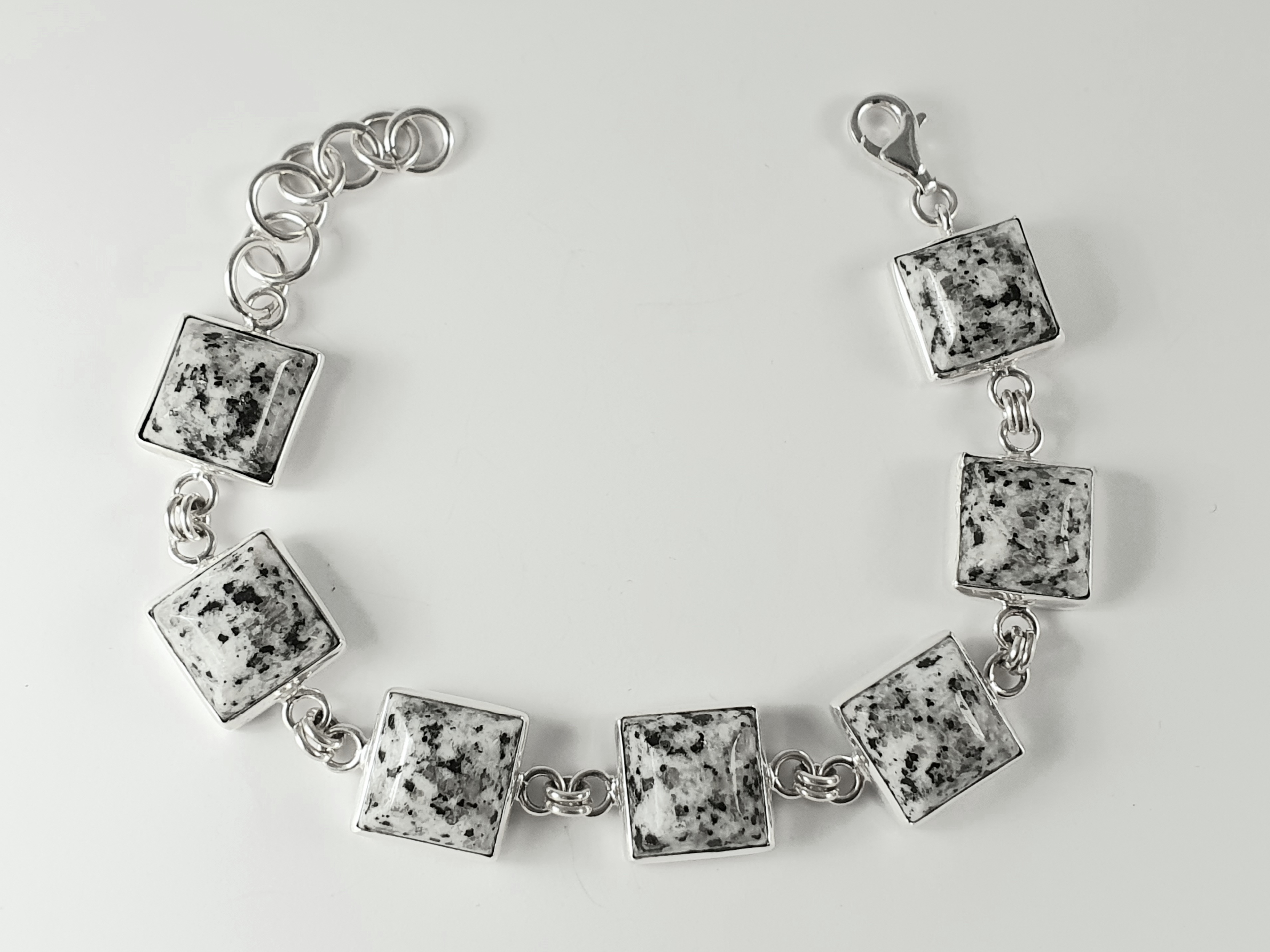 Armband granit 12mm välvd kvadrat 925-silver - 2