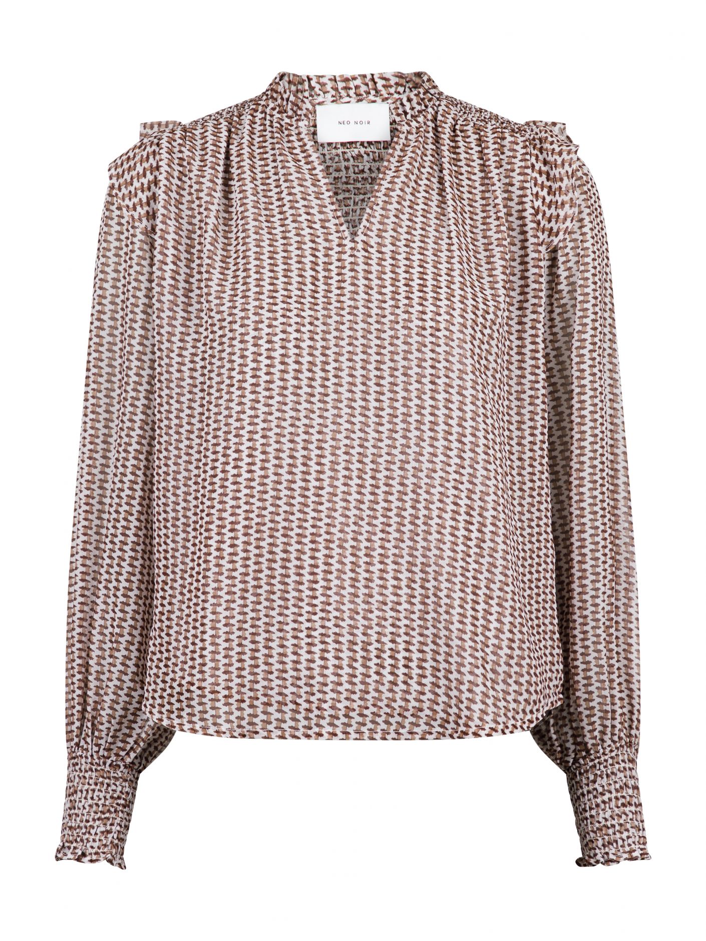 Neo Noir - Filja Abstarct Stripe Blouse Camel - 4
