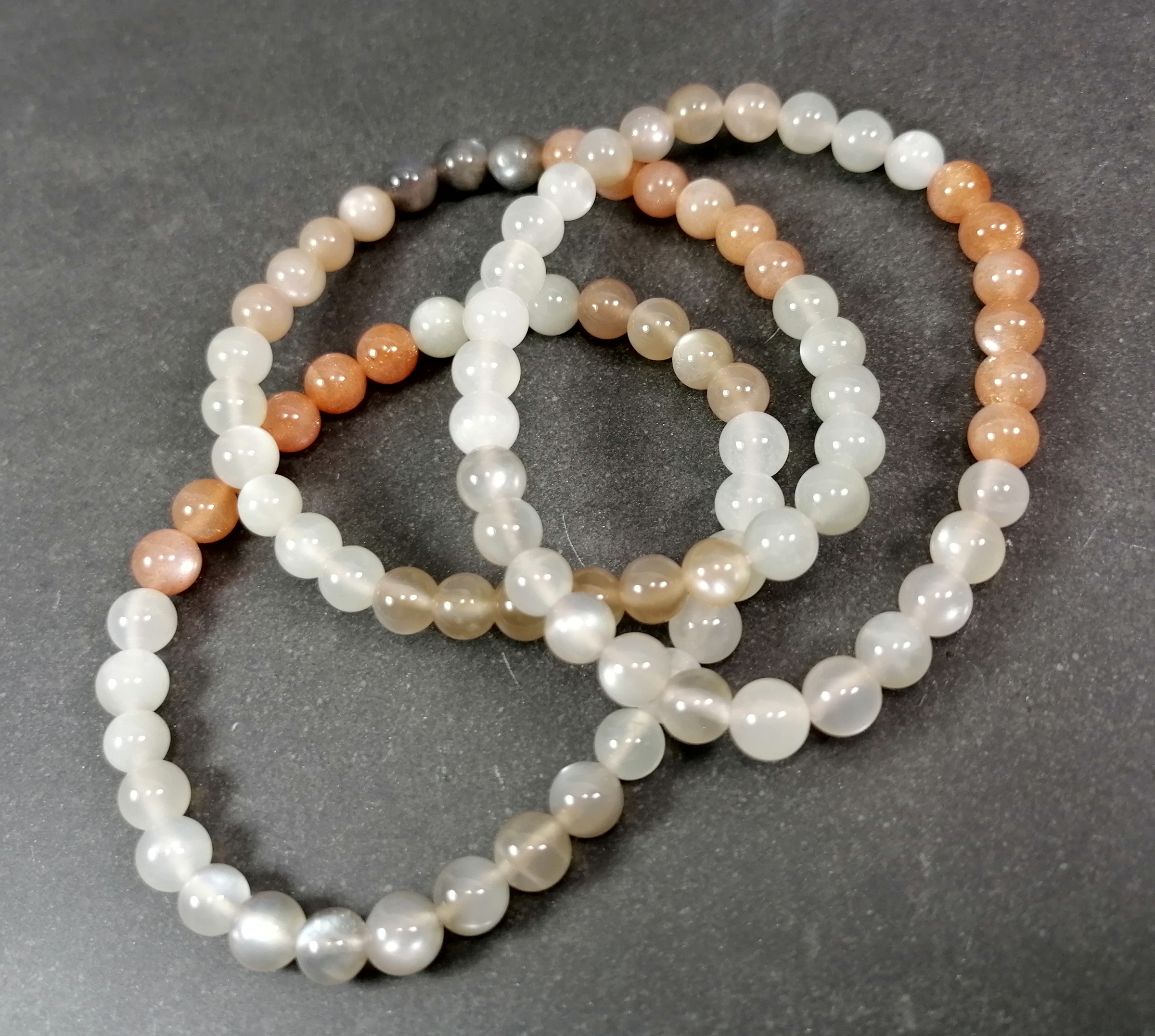 Månsten Mix Armband  - 6mm Pärlor - 3