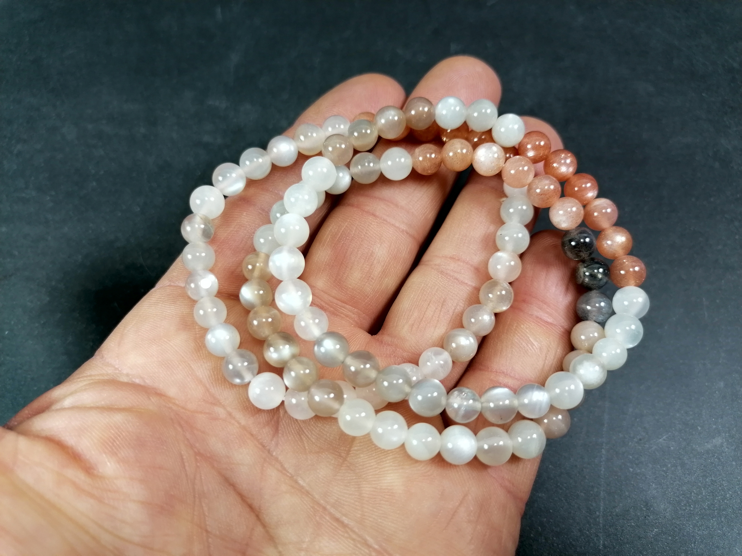 Månsten Mix Armband  - 6mm Pärlor - 2