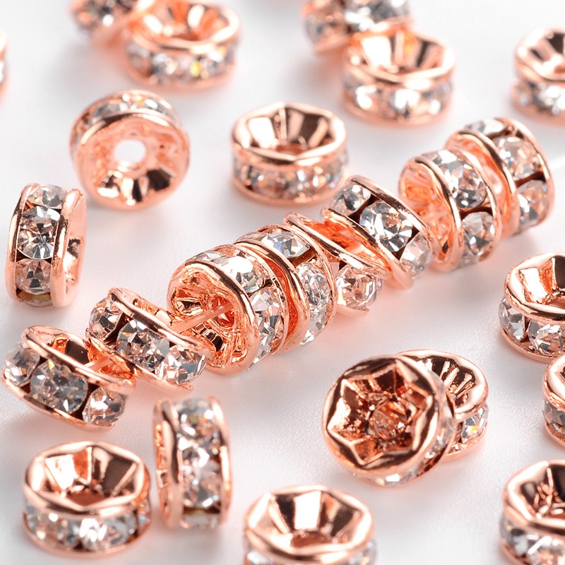 strass rondelle 6mm Rosegold Clear