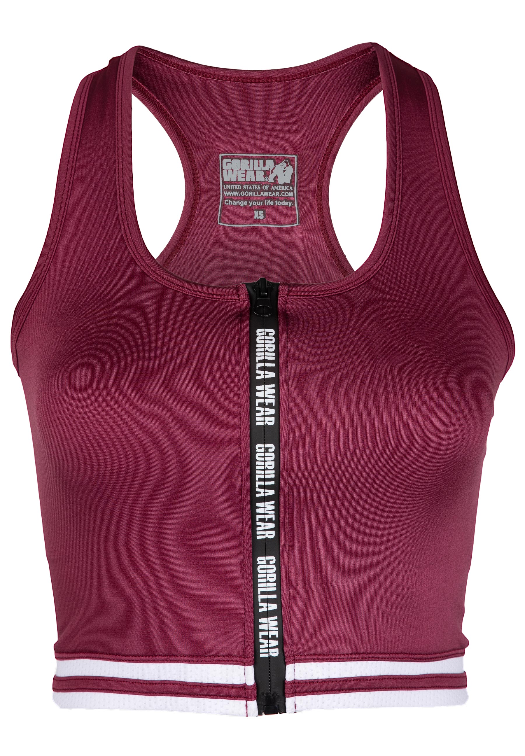 Mesa Zip Front Crop Top, burgundy red - 4