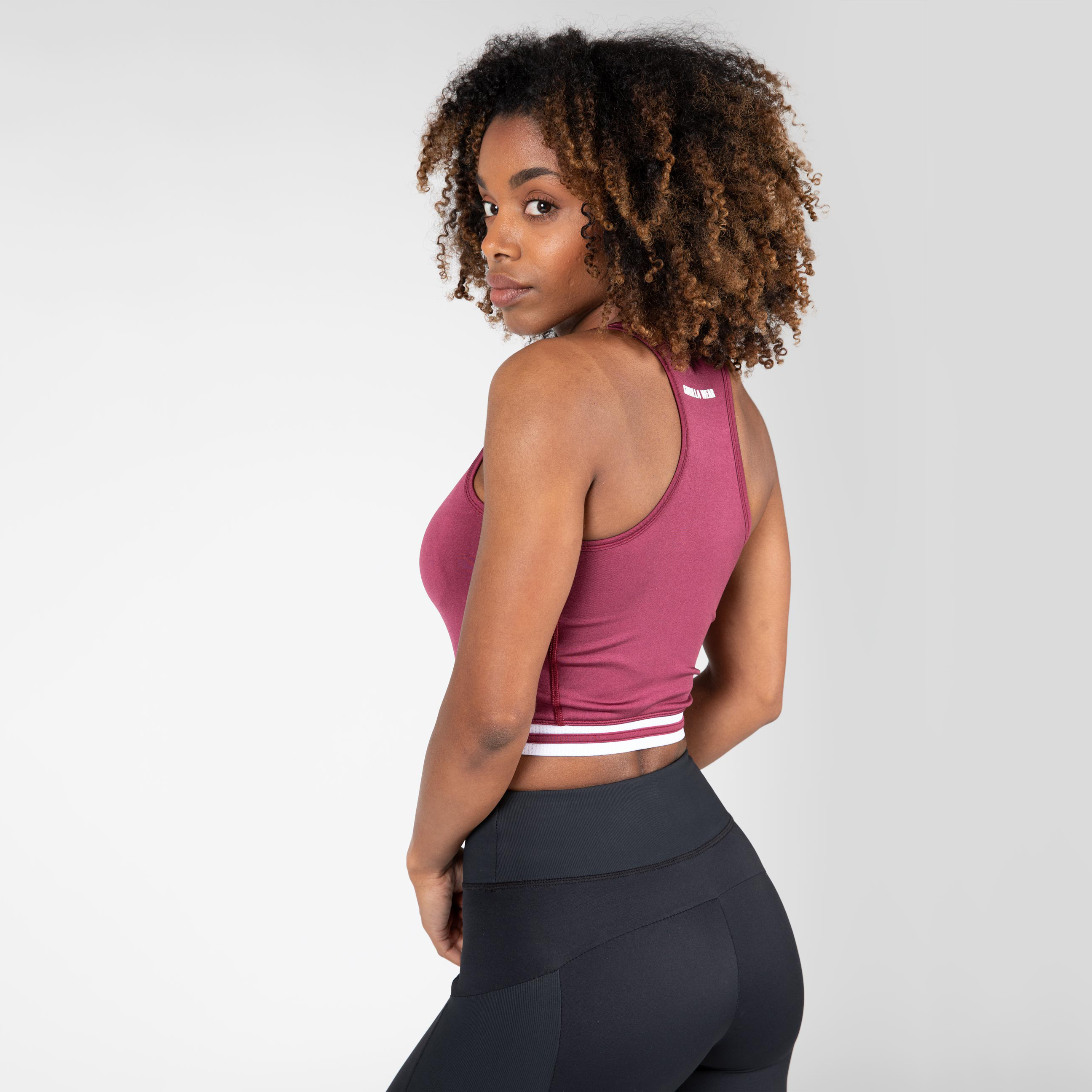 Mesa Zip Front Crop Top, burgundy red - 2