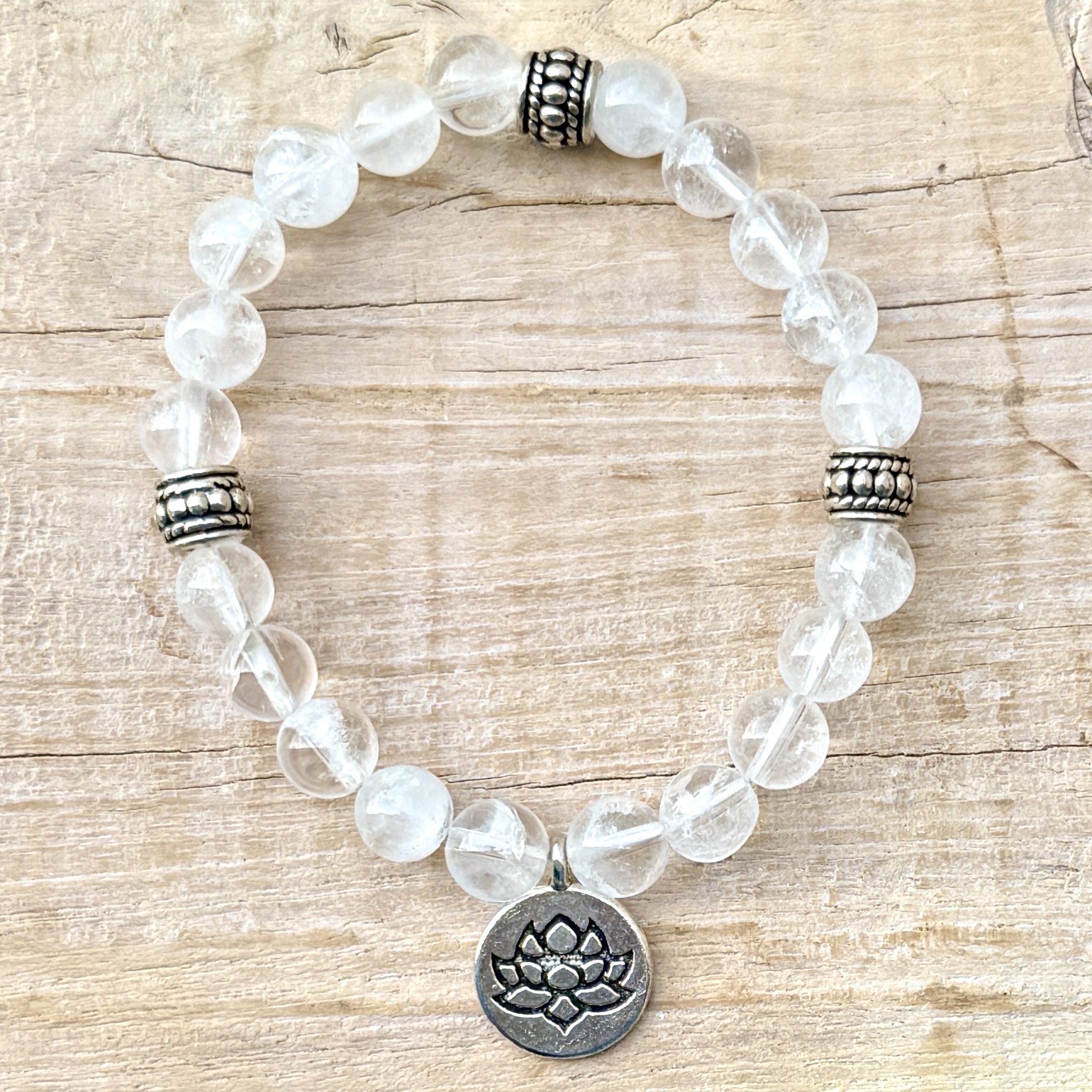 Armband Mala Bergkristall - Lotus