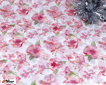 Vacker rosa mesh broderad blommor