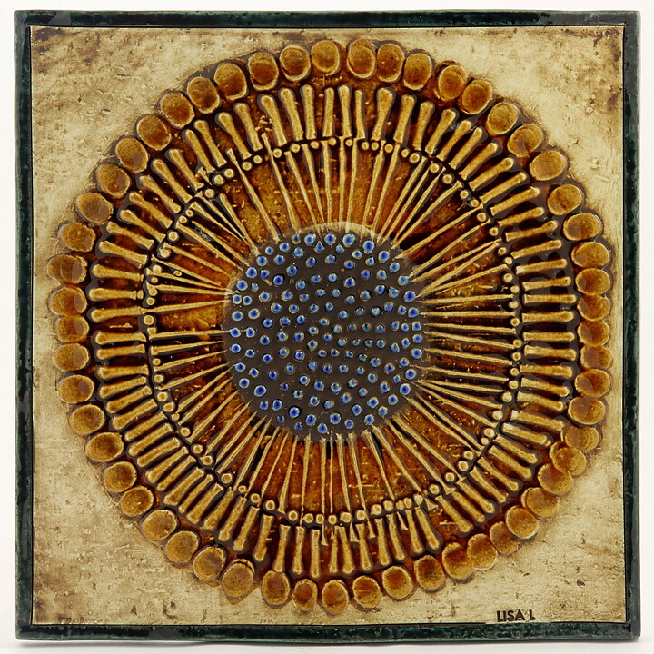 リサラーソン  陶板　ひまわり UNIK Solros ユニークシリーズ 1961年  23cm
