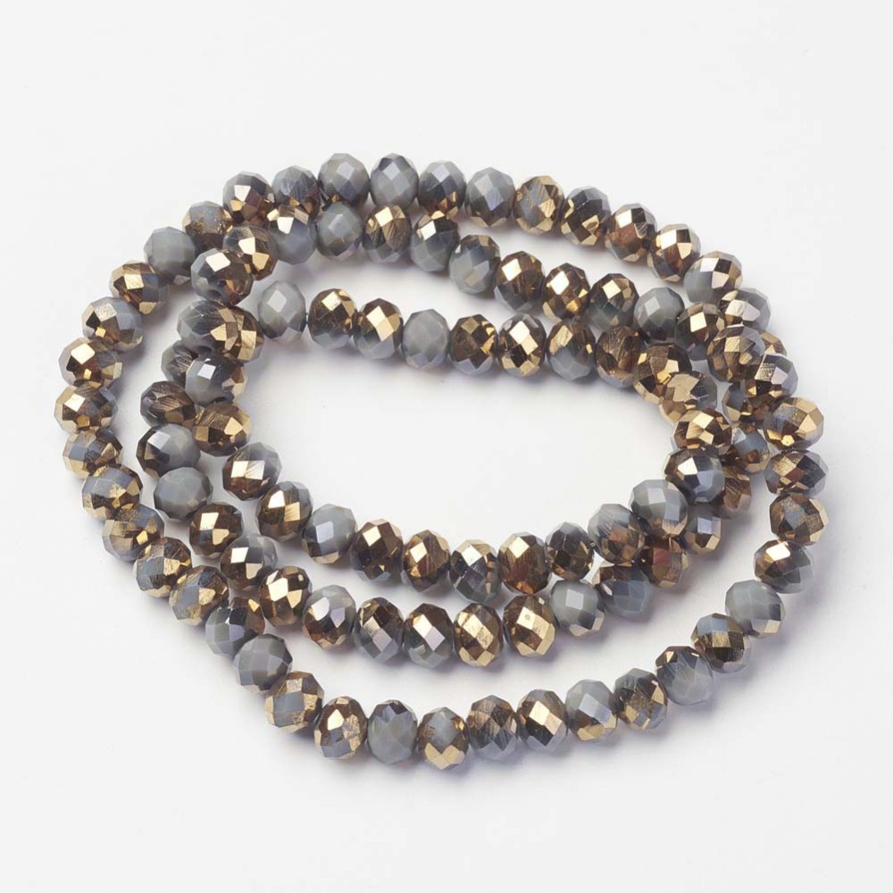 Facetterad , 4mm, Guld/ Grå, 1 Sträng