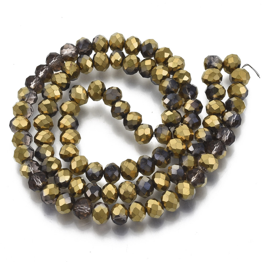 Facetterad , 6mm, Guld/ Lila, 1 Sträng - 2