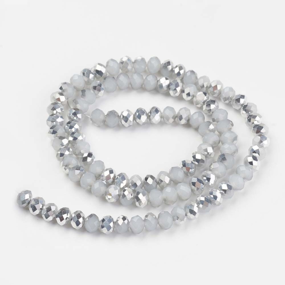 Faceted,   6mm, soöver / Grey , 1 strand - 2