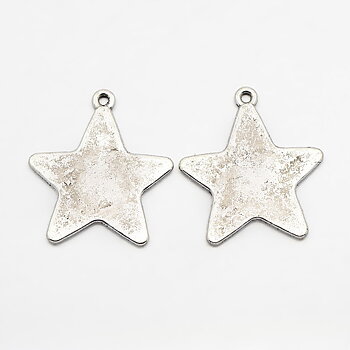 Charm  -  silver star, tag 28mm