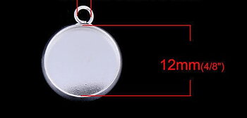 Cabochonhållare/ fäste- Blank silver, 12mm