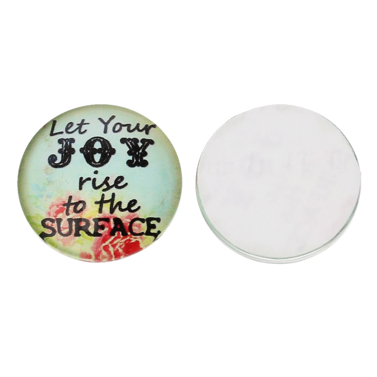 Cabochon i glas - "Let your Joy rise..." Rund 20mm - 2