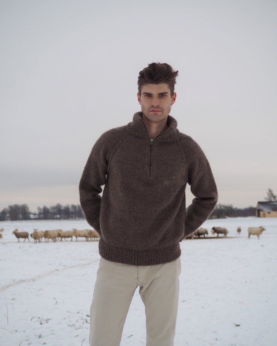 Zipper sweater man  Petite Knit stickmönster på herrtröja