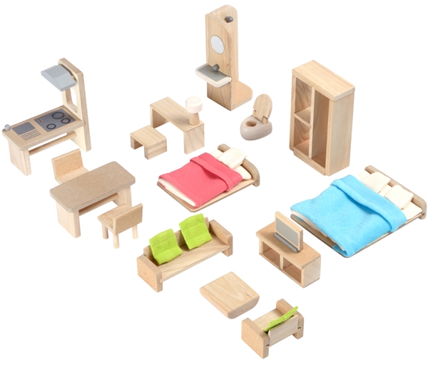 Green Dollhouse with Furniture - Plantoys - 2