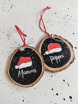 Julpynt Mamma Pappa Handmålad Trä 