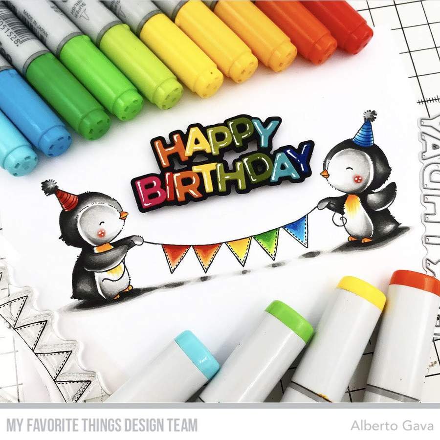 MY FAVORITE THINGS -Hanging Happy Birthday Sign Die-namics - 3