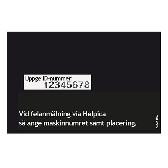 ICA, felanmälan dekal för nya versionen ID nummer dekal.